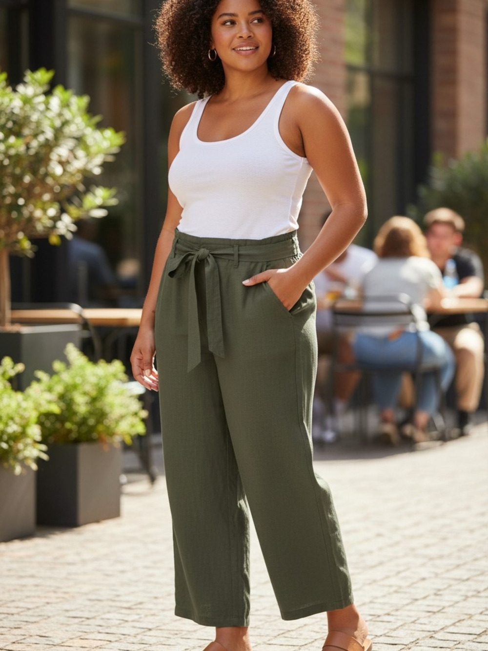 #14 Liz Claiborne Olive Tie-Waist Wide-Leg Pants